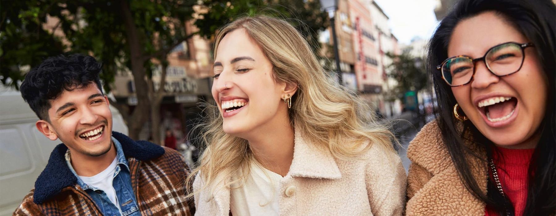 a group of people laughing